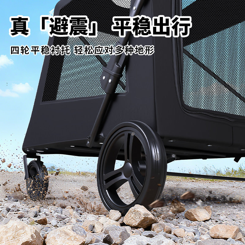 Multi-functional pet stroller for medium to large dogs - outdoor travel, large capacity, portable, foldable, cross-border dog cart
