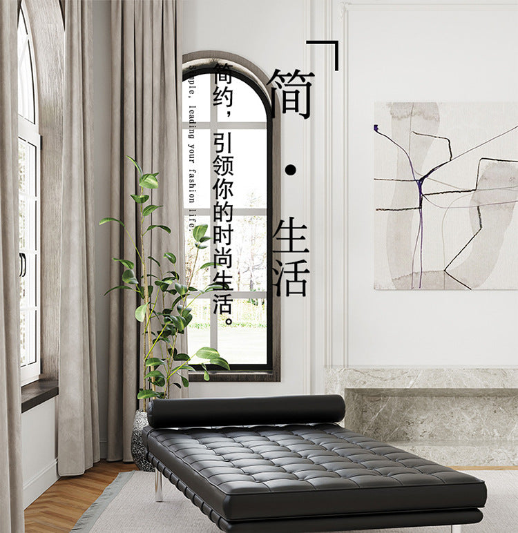 Barcelona couch: minimalist living room recliner - modern genuine leather accent chair