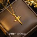 [titanium steel] cross-border popular european and american internet celebrity cross necklace, accessible luxury personalized sweater chain, niche design necklace