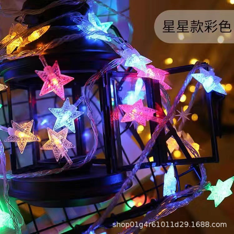 LED bubble ball light string solar pentagram lights wholesale outdoor waterproof camping lights garden decoration flash lights