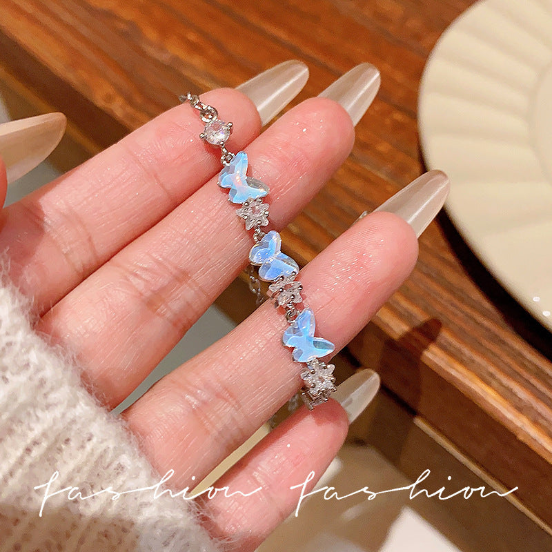 Super fairy micro-embedded zircon bows bracelet for women classy sense of accessible luxury crystal bracelet best selling exquisite pull-out hand jewelry