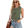 European and american cross-border e-commerce women's summer new arrivals:  &  washed denim tie-up vest, versatile top