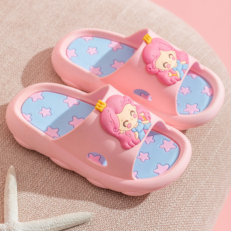 Kids' summer cartoon slippers - boys' indoor home anti-slip soft sole bathroom cute girls' baby princess sandals