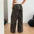 new european and american style american retro camouflage casual pants - loose fit, versatile, straight leg, slimming women's trousers