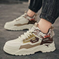 Men's 2025 spring new leather breathable casual sneakers, youth thick-soled height-increasing anti-slip work shoes