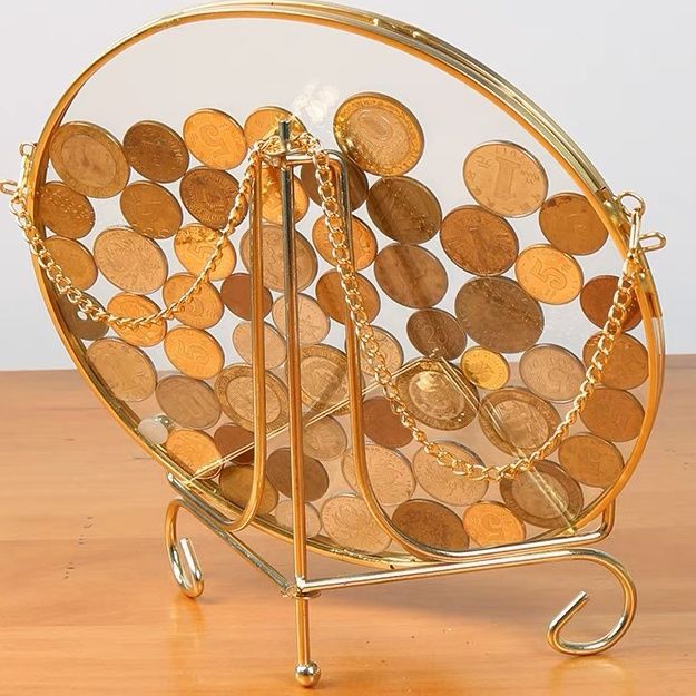 2026 new round coin frame desktop ornament gift coin collection frame metal copper edge material ornament