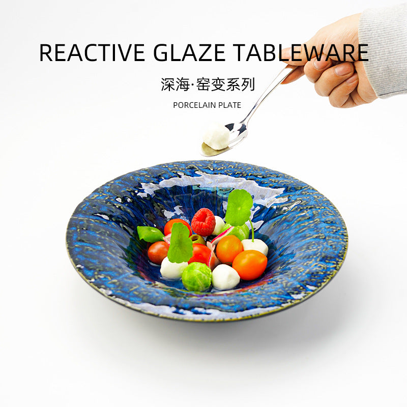 Kiln-turned japanese retro high-looking creative deep plate restaurant hotel for homeins pasta plate dessert plate soup plate