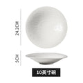 European-style embossed pure white tableware ceramic folded edge bowl large capacity ceramic salad fruit table stylish creative noodle bowl