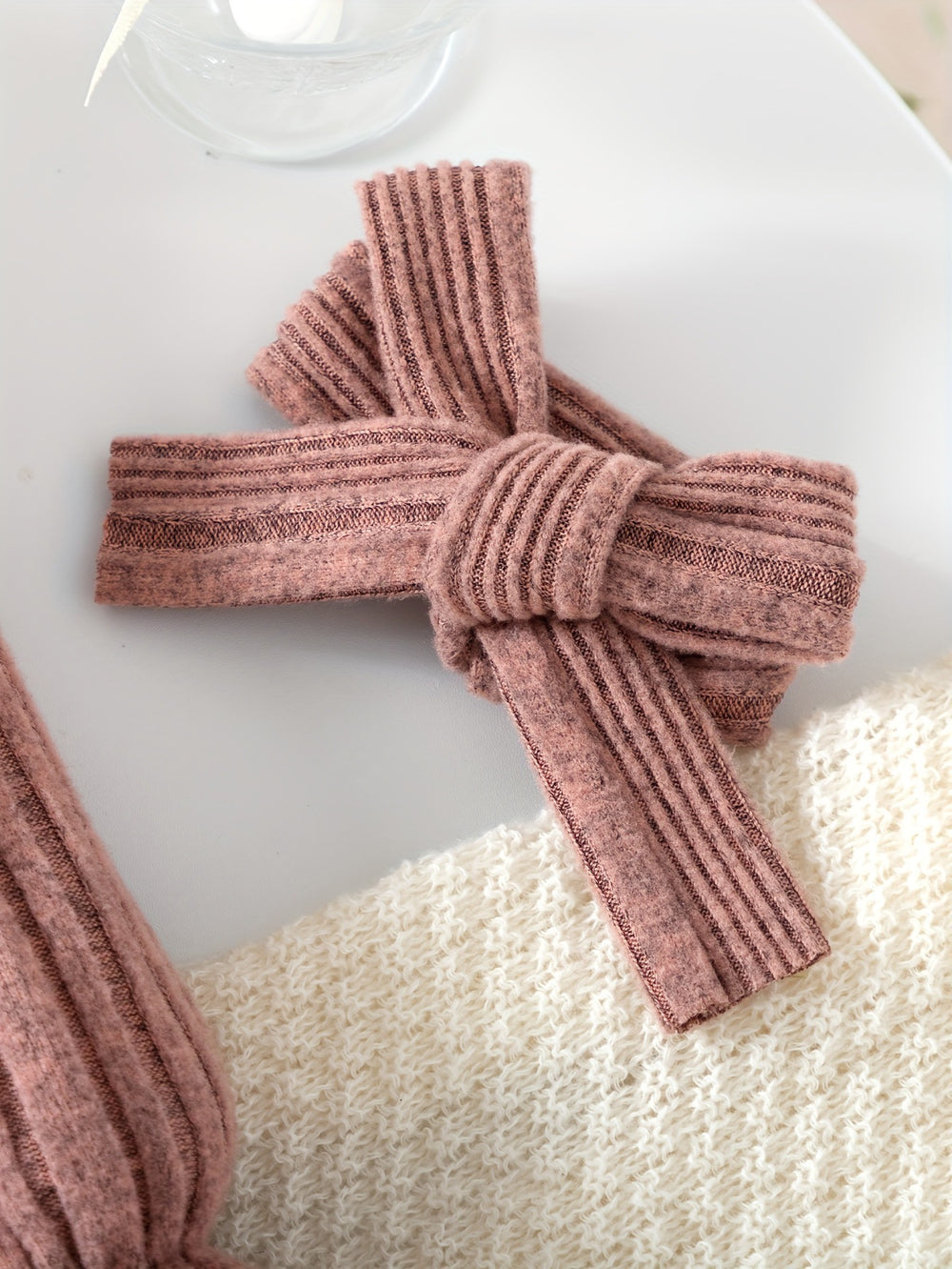 new product baby and children's fashion style thickened brushed knitting ruffles one-piece + socks + headscarf three sets