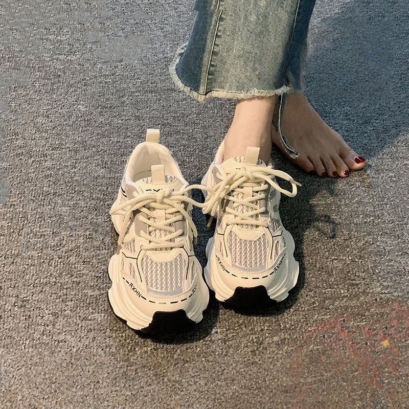 Thick sole dad shoes for women 2026new arrivalautum thin mesh breathable mesh shoes heighteningcasual sports shoes