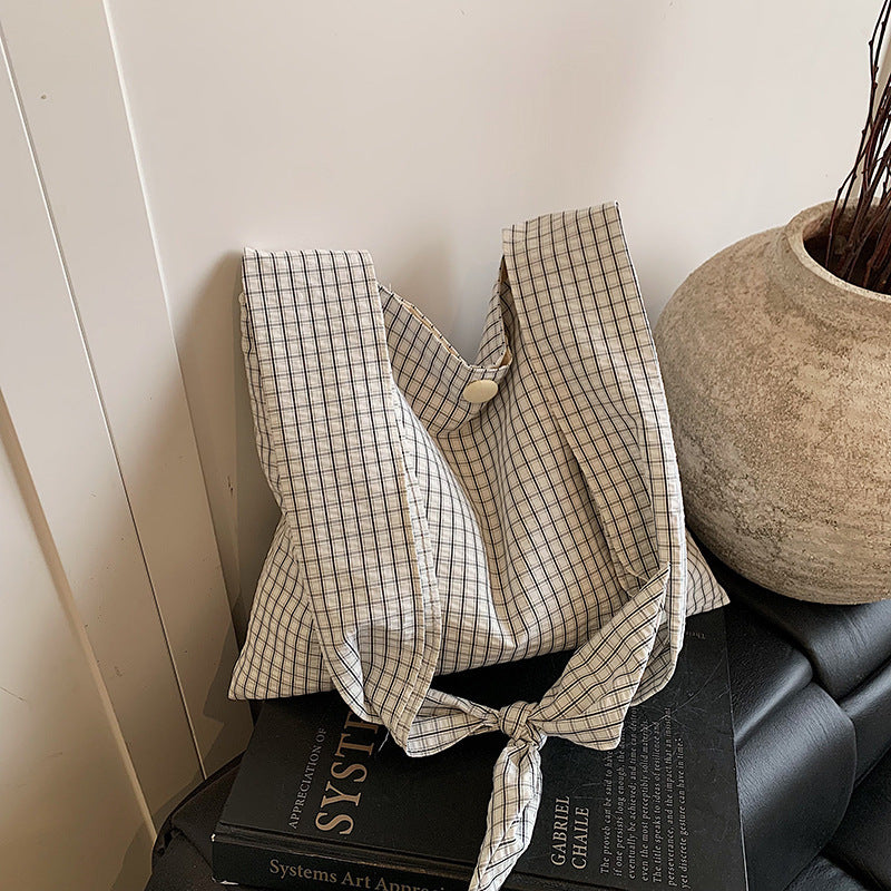 Foreign trade 2025 spring and summer new plaid shoulder bag simple versatile messenger bag large capacity casual tote bag