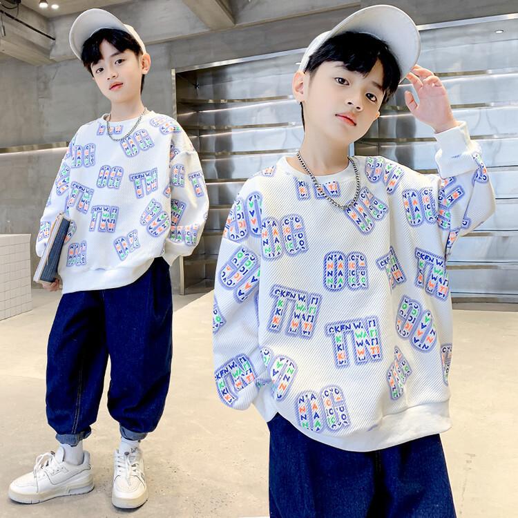 Boys' fall sweatshirt  new collection: stylish and trendy long-sleeve t-shirt for older boys - perfect for spring and autumn