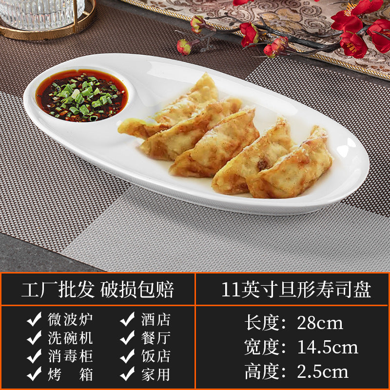 High-end ceramic pure cabbage plate, special-shaped asymmetrical cold dish plate, stir-fry plate, tableware for restaurants and hotels