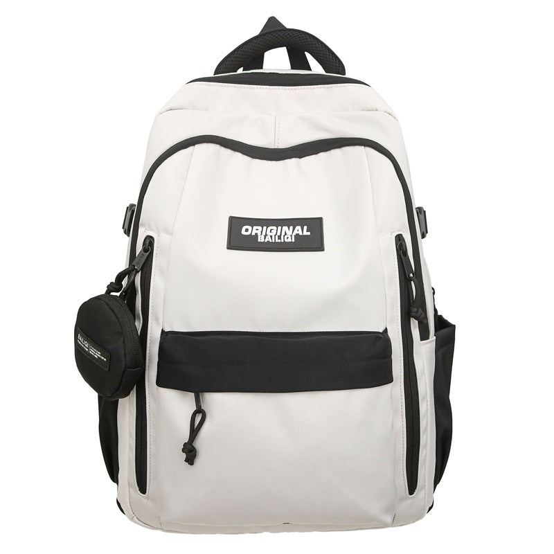 New large capacity backpack - perfect for high school, college, and university students. casual printed backpack with color blocking design, ideal for business trips and travel