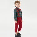New boys' suit set: autumn cotton long-sleeve plaid shirt, christmas gentleman outfit, children's first birthday dress
