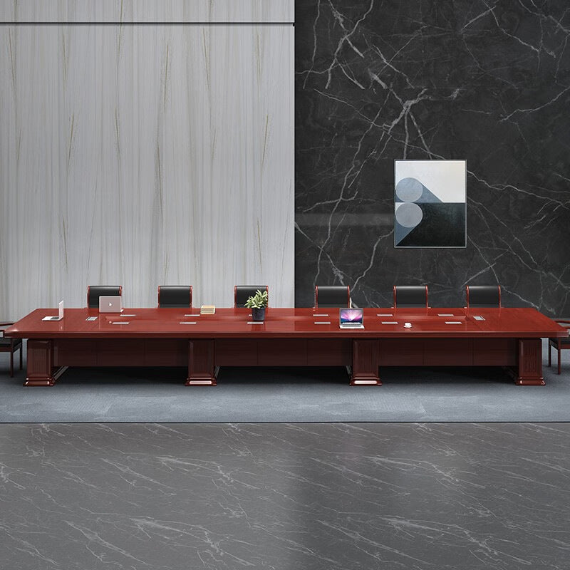 Saint li paint conference table with solid wood veneer, rectangular table, company meeting large negotiation table and chair set