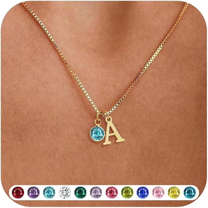 new arrival women's initial birthstone necklace fashion 14k gold-plated letter casualeasiest for match clavicle chain