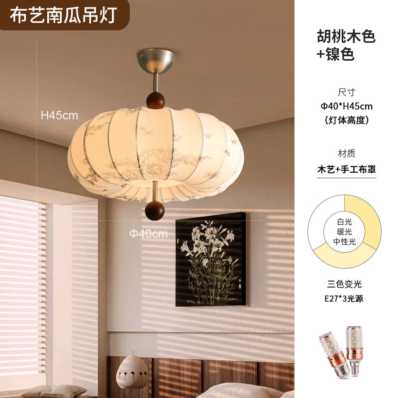 Vintage Nanyang wind bedroom chandelier wabi sandy wind medieval creative pumpkin plastic art warm book room master bedroom light