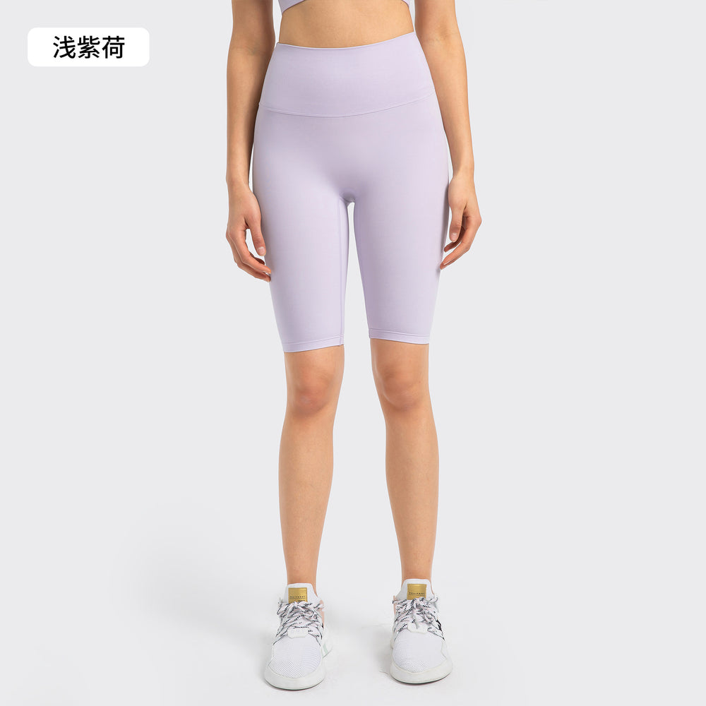 Spring/summer seamless t-line tight 5-inch nude yoga shorts - peach lift, high-waisted workout shorts with pockets - women's dk184
