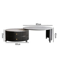 Sintered stone minimalist luxury living room coffee table - modern cream style rotating mobile round coffee table for small apartments