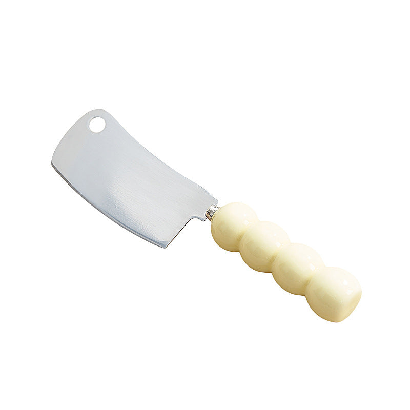 Creamy style thickened ceramic handle utility knife - multi-purpose, high-value fruit knife, stainless steel design dessert knife
