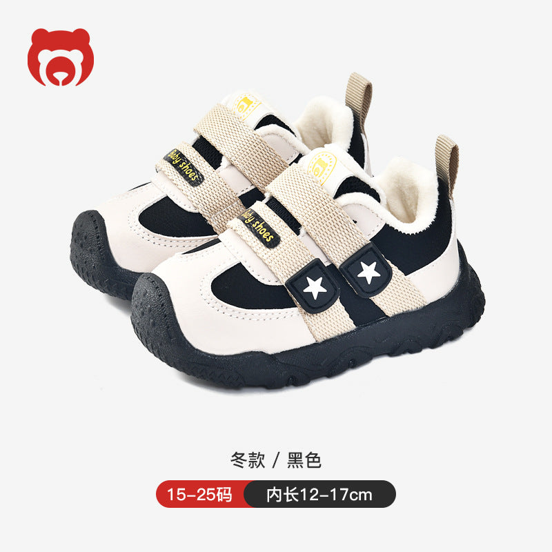 Toddler shoes for baby boys 0-1-3 years old, autumn/winter infant and toddler shoes, girls' shoes, soft sole functional fleece-lined thickened cotton shoes