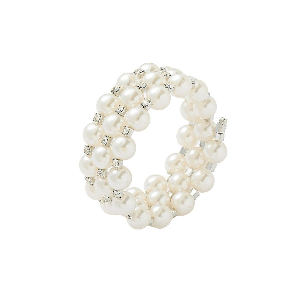 Pearl stacked bracelet set wholesale - cross-border bridal wedding light luxury high-end multi-layer adjustable stretch bracelet