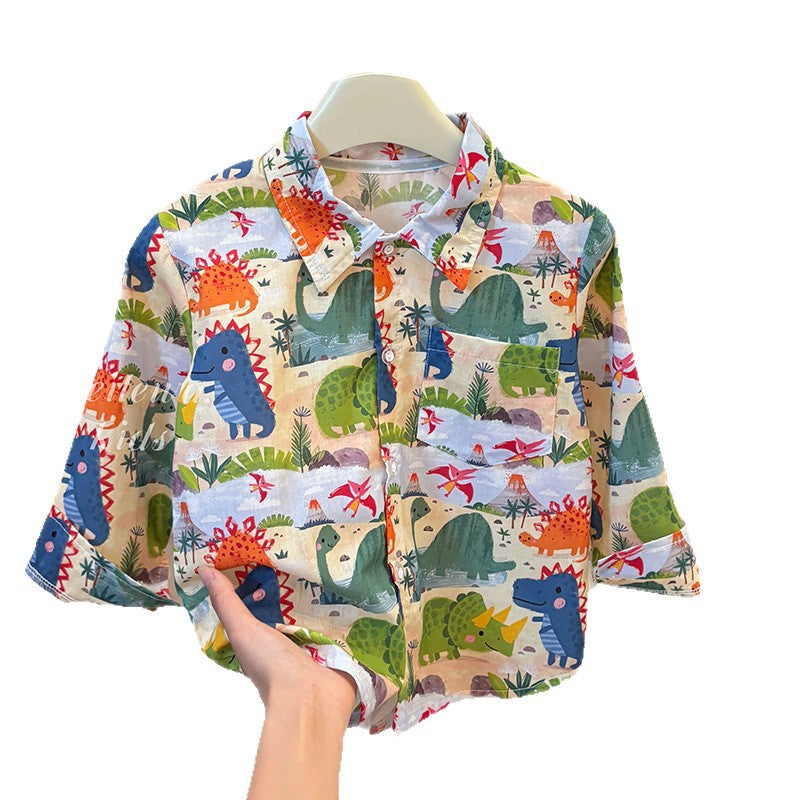 Kids' fall  new collection: 100% cotton long-sleeve shirt - casual lightweight shirt jacket for toddlers and young children with fun cartoon prints
