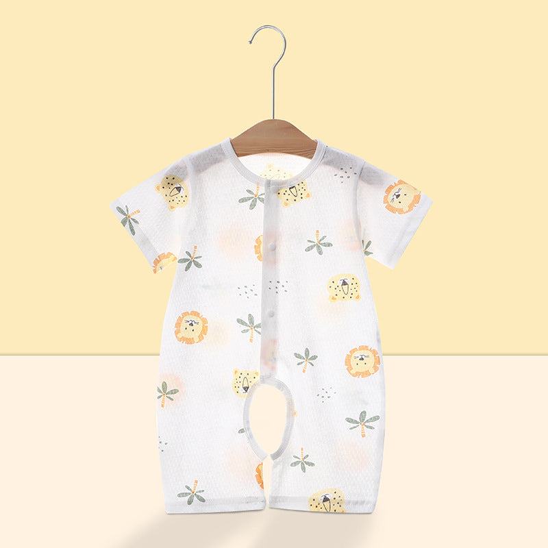 Baby short-sleeve romper with open crotch - summer outfit for infants and toddlers - class a pure cotton thin summer clothes - baby onesie for summer