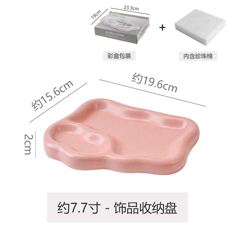 Ins ceramic jewelry tray necklace glasses display plate entryway key storage bedroom vanity decorative ornament