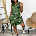 S391576: new spring/summer european and american women's clothing - casual, stylish, and unique sleeveless camouflage dress