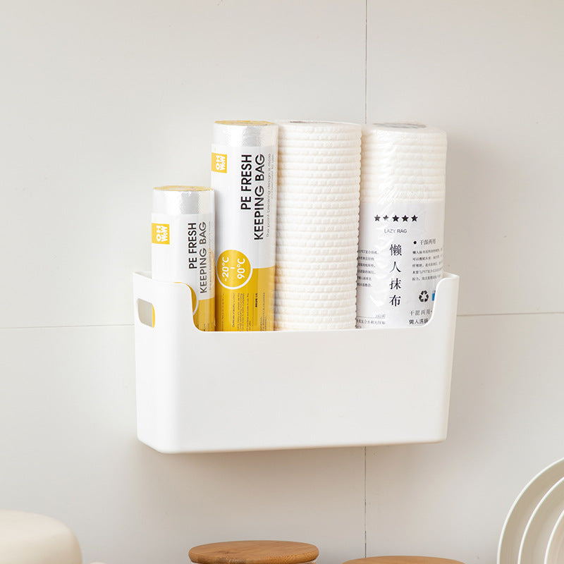 Household kitchen toilet garbage bag storage box wall-mounted artifact plastic bag non-punching plastic wrap storage box