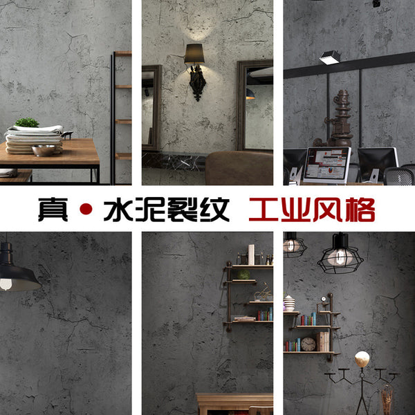 Self-adhesive wallpaper wall sticker pvc thickened waterproof retro industrial cement crack living room bedroom bar clothing store