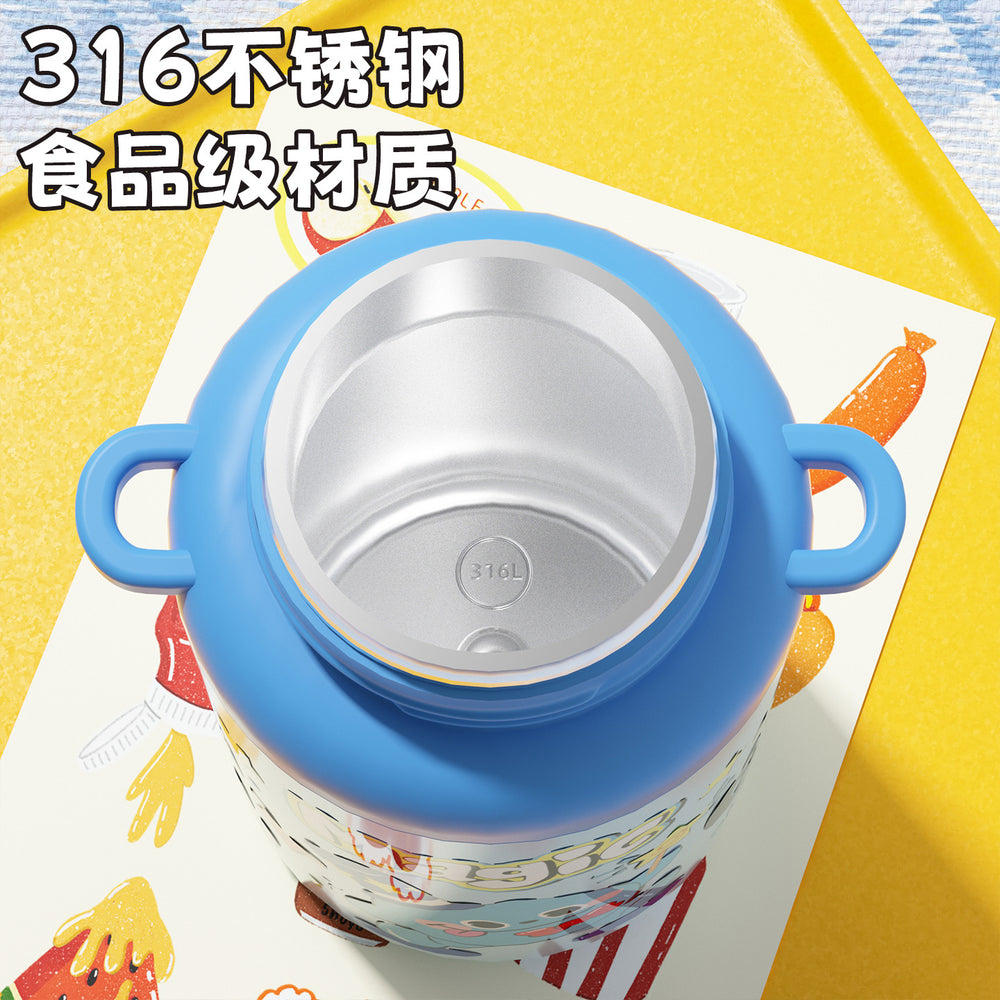 Cartoon kids double-drink bouncing cup - cute & fun student straw cup with portable strap - 316 stainless steel insulated tumbler