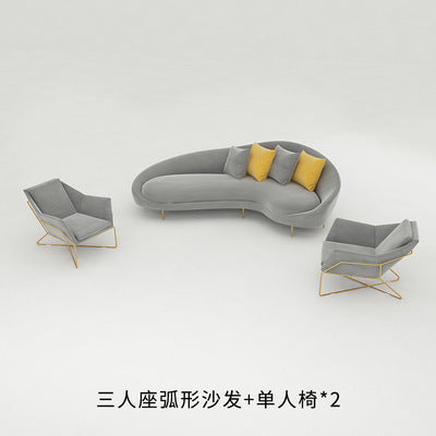 Nordic sales office reception curved double sofa office clothing store rest area furniture coffee table set