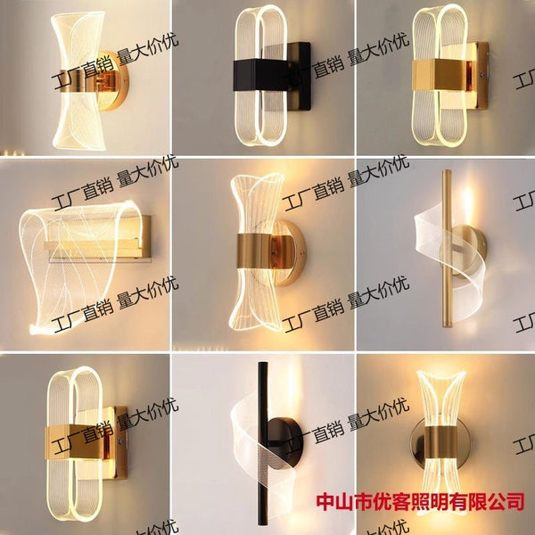 Bedroom streamer LED atmosphere modern minimalist creative Nordic living room staircase aisle wall lamp lamp bedside lamp