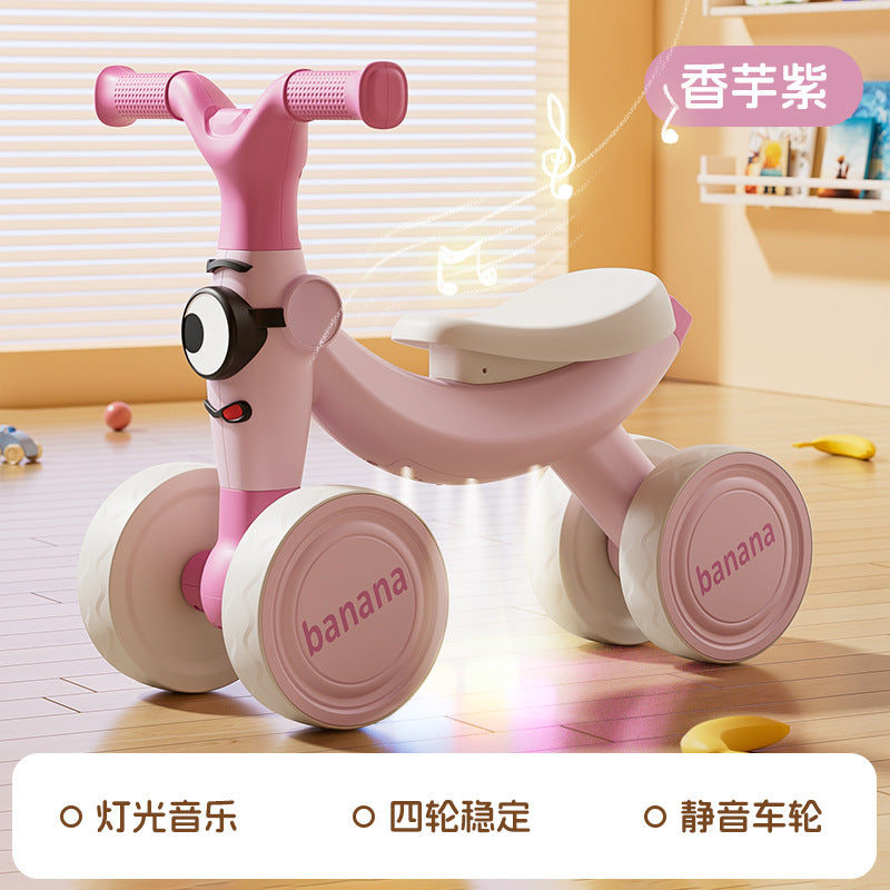 New children's balance car without pedals 1-3 year old baby scooter children's scooter four-wheel toddler yo-yo