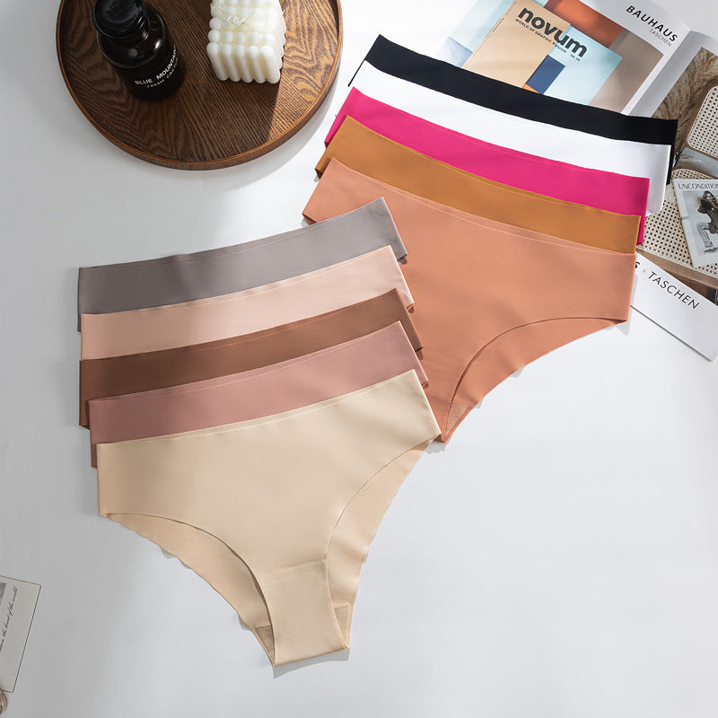 Multi-color european and american sexy seamless ice silk women's panties - breathable, invisible, minimalist low-rise underwear - ready stock wholesale