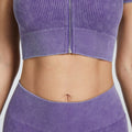 Ready-to-ship matte ribbed athletic short sleeve zip-up cardigan and pants set - seamless yoga two-piece for running and fitness