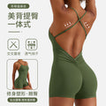 European and american sexy backless bodysuit yoga suit women's elastic tight sports running yoga jumpsuit customization