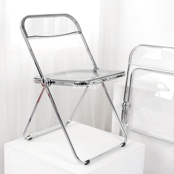 Transparent folding chair, acrylic fashion crystal dining chair light luxury backrest stool ins Internet celebrity photo chair makeup chair