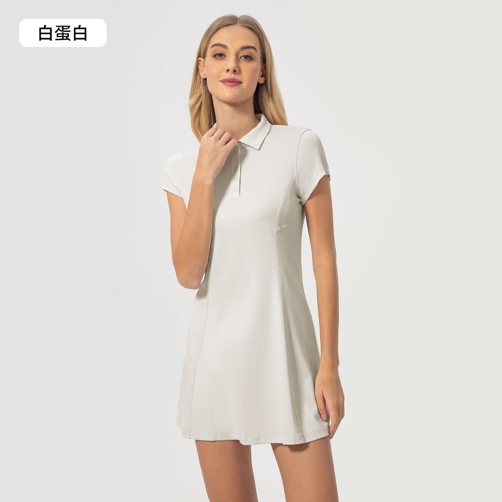 Summer midi dress women's waist slimming tennis dress comfortable breathable short sleeve sports yoga dress dss068
