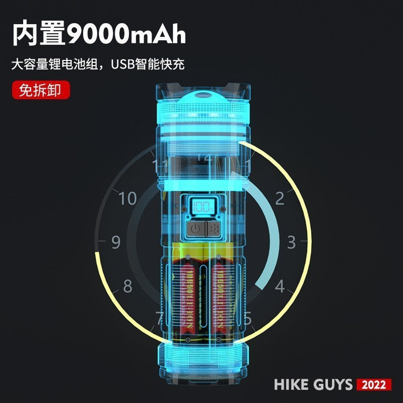 Douyin explosion strong light long-range shooting Jia Guang digital display led flashlight, outdoor super bright charging flashlight laser light wholesale