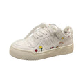 Women's white sneakers - spring 2026 new collection: student style, chunky sole, versatile athletic shoes with graffiti design - trendy & instagrammable