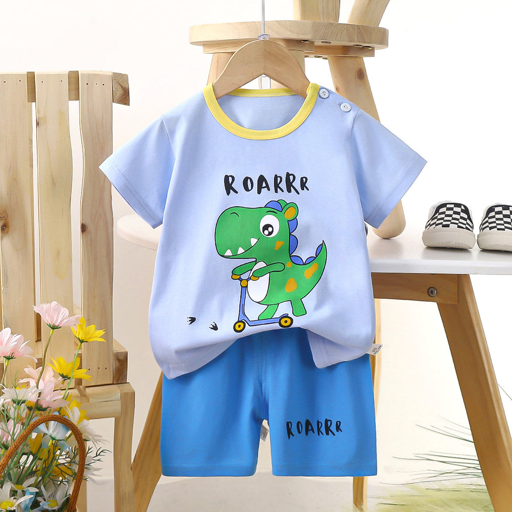 Kids' short-sleeve set: 100% cotton boys' t-shirt & baby summer outfit - girls' shorts, infant clothing, wholesale summer apparel