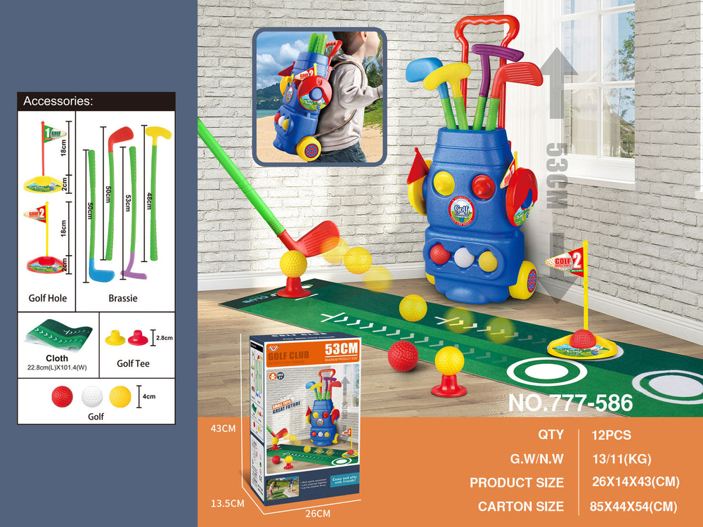 Kids' golf set - indoor/outdoor pull rod telescopic box - sports toy - parent-child interactive - realistic portable golf kit