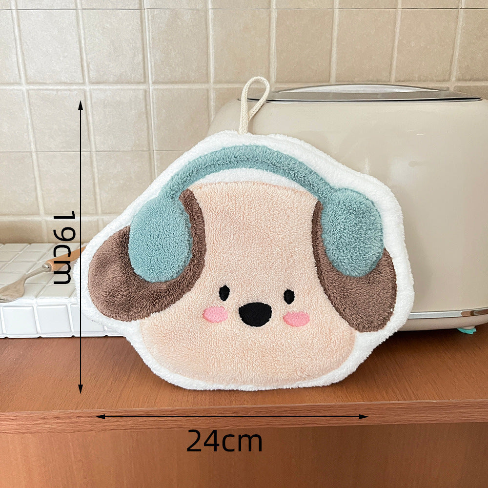 Cute animal hand towel - hanging style, super absorbent, thickened kitchen & bathroom towel/paper towel for hand drying