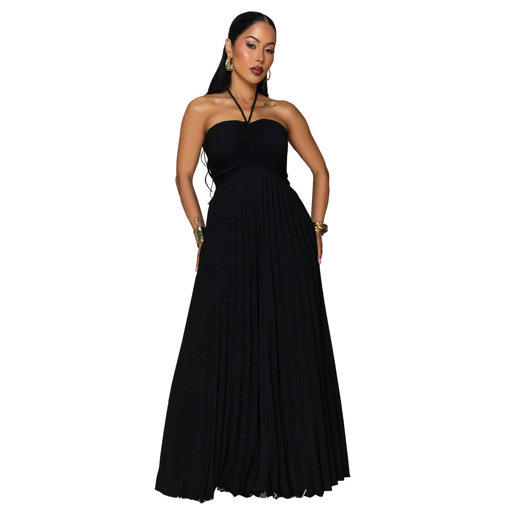 C7735 cross-border    new women's summer vacation style pleated wide-leg jumpsuit