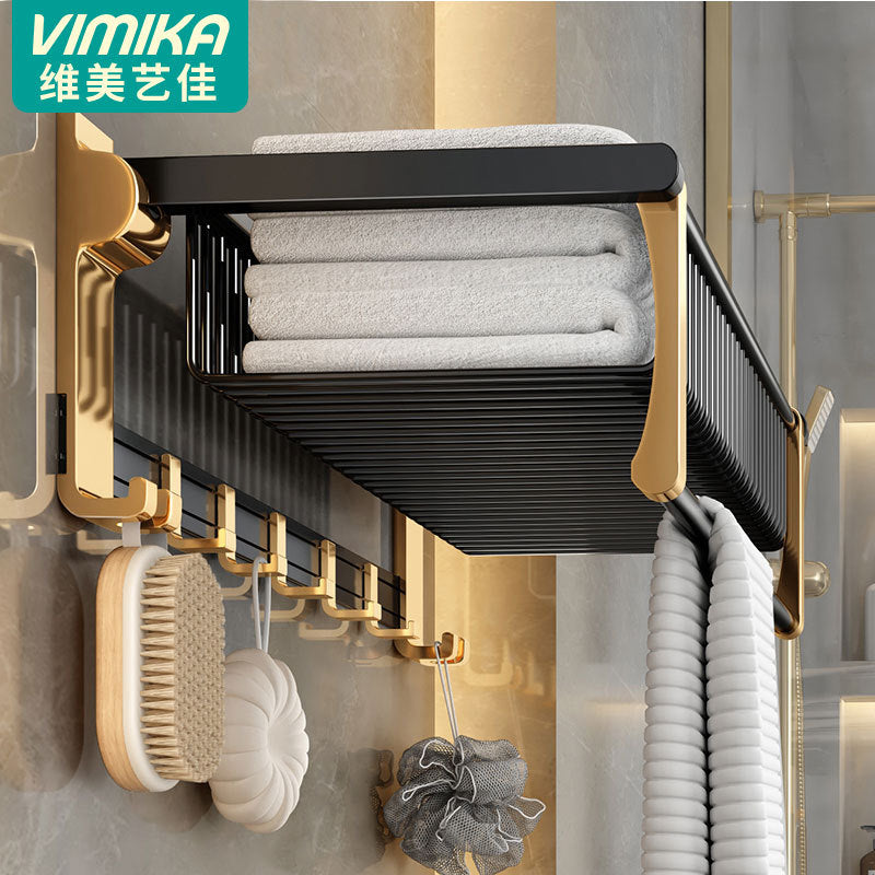 No punching space aluminum storage towel rack, bathroom bathroom bathroom hardware pendant set, net basket towel rack.