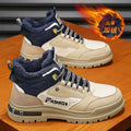Boots men 2024new arrivalwinterfleece-linedheattech cotton shoes thick sole labor protection men's shoes leather men's workwear boots